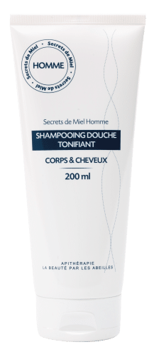 Shampooing Douche Tonifiant - Homme - Cheveux plus forts - Bon pour le coprs - Produit naturel - Miel - Abeilles - ruche - Ginseng - Secrets de Miel
