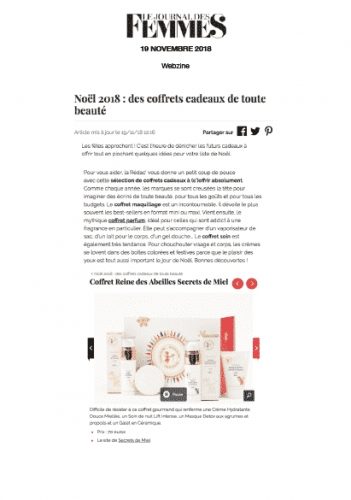 Coffret reine des abeilles - journal des femmes- magazine - presse - article - on parle de nous - secrets de miel