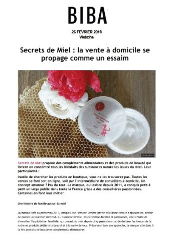 Crème hydratante corps - Biba - presse - article - on parle de nous - secrets de miel