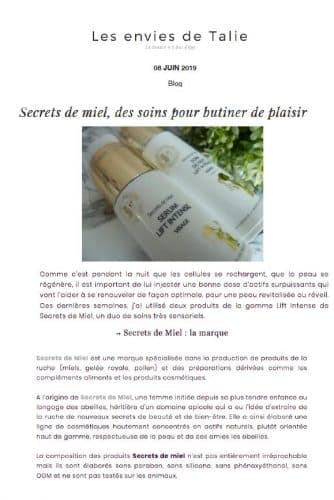 Presse - crèmes - secrets de miel