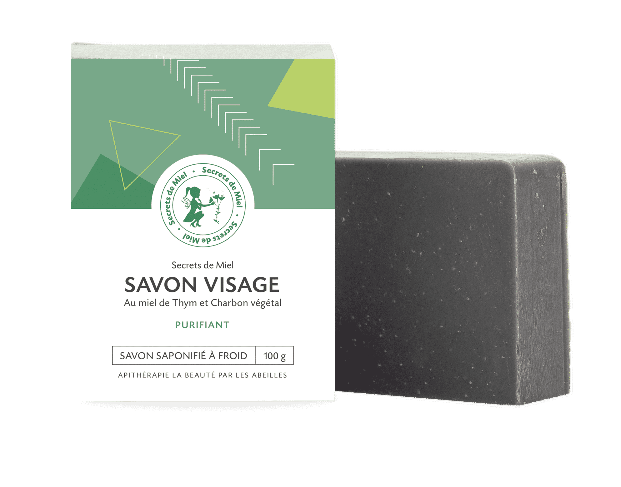 Savon visage Thym et Charbon - secrets de miel - peaux acnéiques - maskne - produits naturels