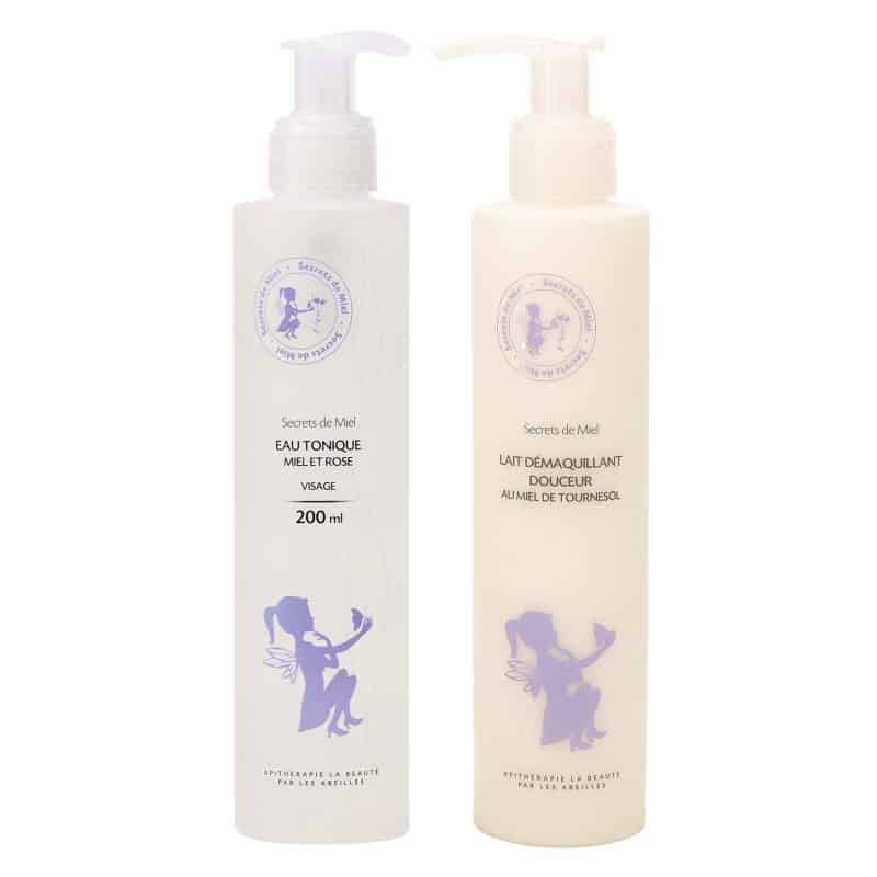 1duo lait démaquillants - Jolie peau - bon pour la peau - rituel - elimine les impuretés - nettoie votre visage - produit naturel - Secrets de Miel