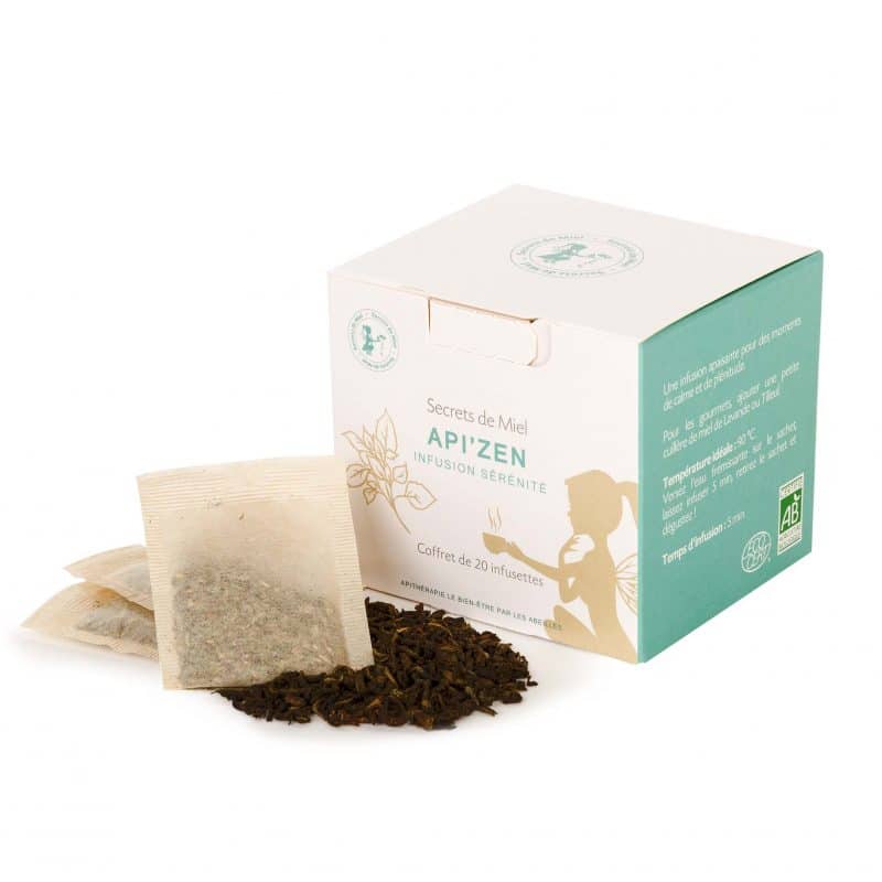 infusion bio - tisane - détente - zen - plantes - Secrets de Miel - produits naturels|Infusion Api'Zen - Calme - Repos - Apaise - Plantes - produit naturel - Secrets de Miel