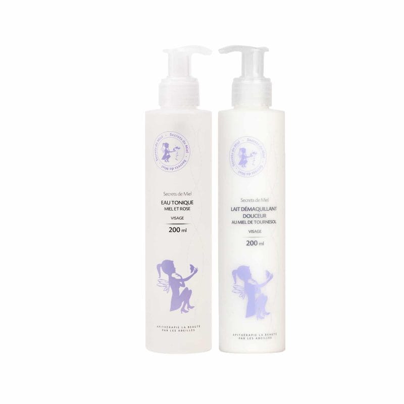 1duo lait démaquillants - Jolie peau - bon pour la peau - rituel - elimine les impuretés - nettoie votre visage - produit naturel - Secrets de Miel