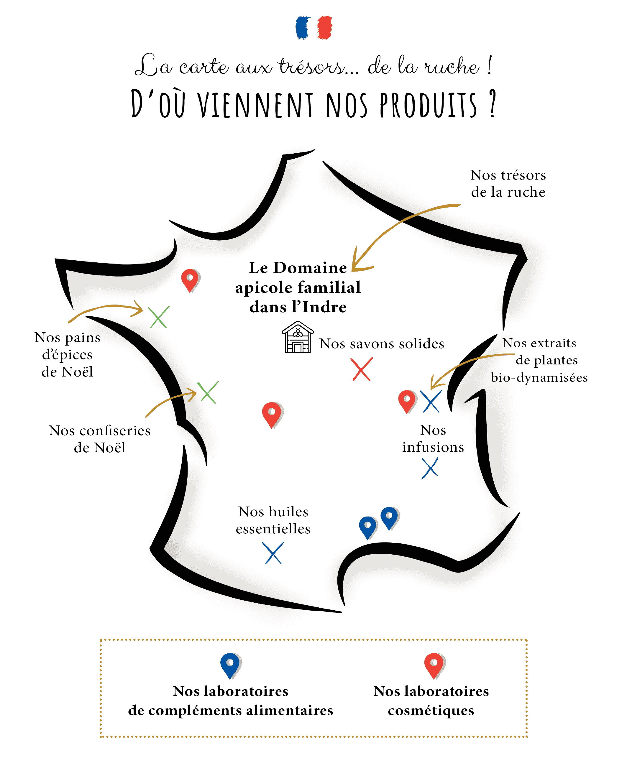 Carte de France des fabricants Secrets de Miel