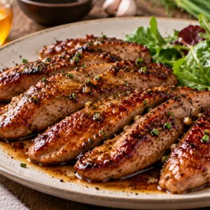 Nos recettes 13 Filets de canard glaces au miel et aux herbes